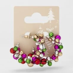 Christmas Bell Earrings - Pink, Red, Green, Silver Tone And Gold Tone -Christmas Gift Shop 08983f03 306d 40c3 8ef8 646c093ea448