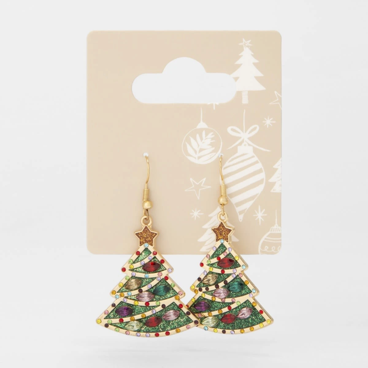 Christmas Gem Trees Earrings - Green And Gold Tone 5 Christmas Gem Trees Earrings - Green And Gold Tone - Image 5