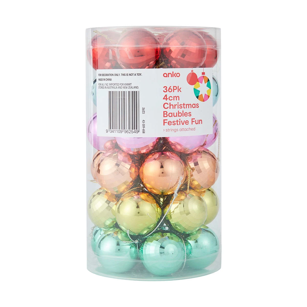 36 Pack 4cm Christmas Baubles Festive Fun 4 36 Pack 4cm Christmas Baubles Festive Fun - Image 4