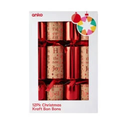 12 Pack Christmas Kraft Bon Bons - Red And Brown -Christmas Gift Shop 104791e9 c1f8 4f20 9f2e a672a283b1a4
