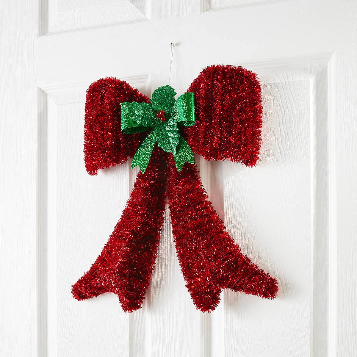 Christmas Hanging Decoration Tinsel Bow 2 Christmas Hanging Decoration Tinsel Bow - Image 2