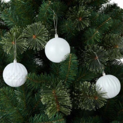 8 Pack 8cm Christmas Baubles - White -Christmas Gift Shop 193b3201 3289 4534 9cf0 da9547215d71