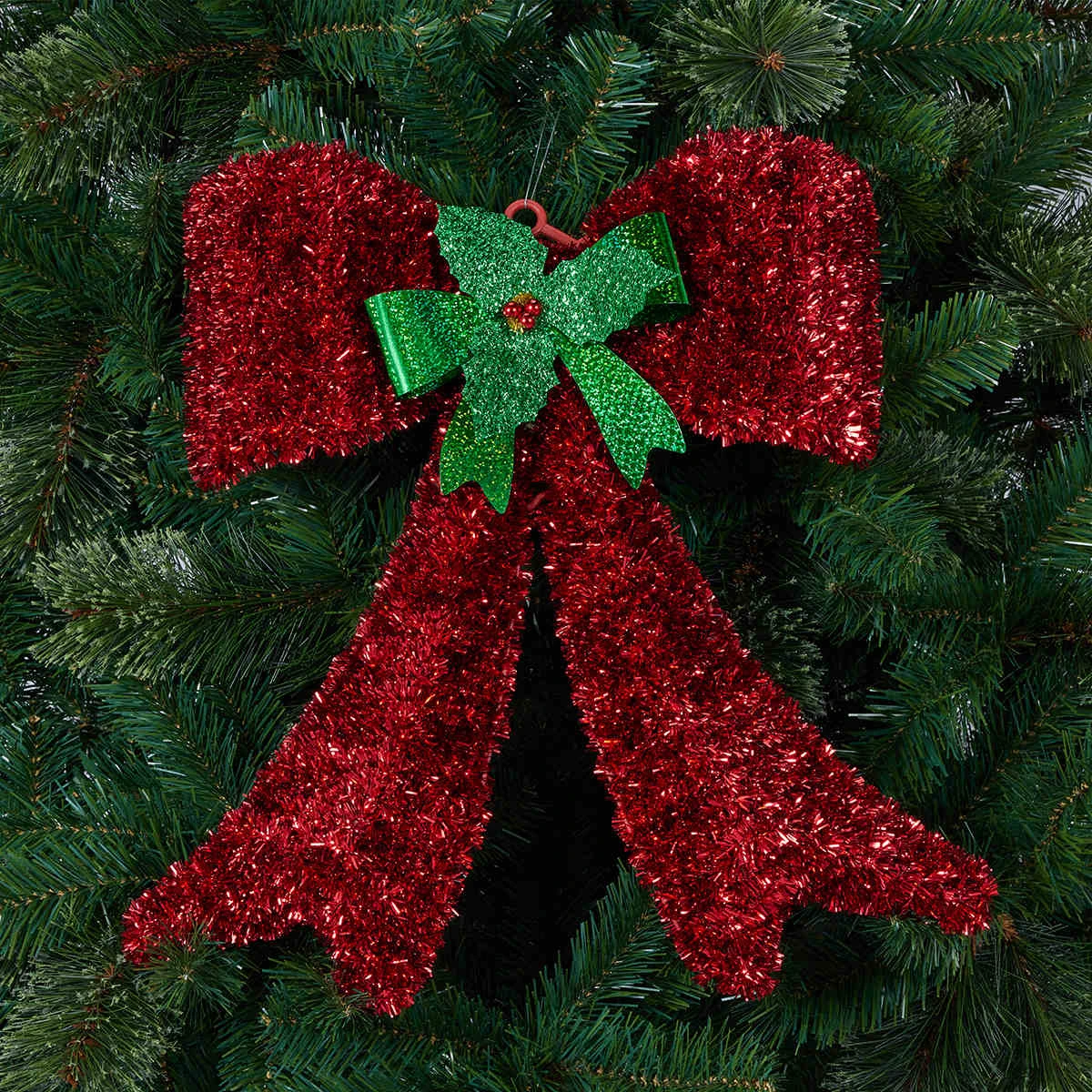 Christmas Hanging Decoration Tinsel Bow 4 Christmas Hanging Decoration Tinsel Bow - Image 4