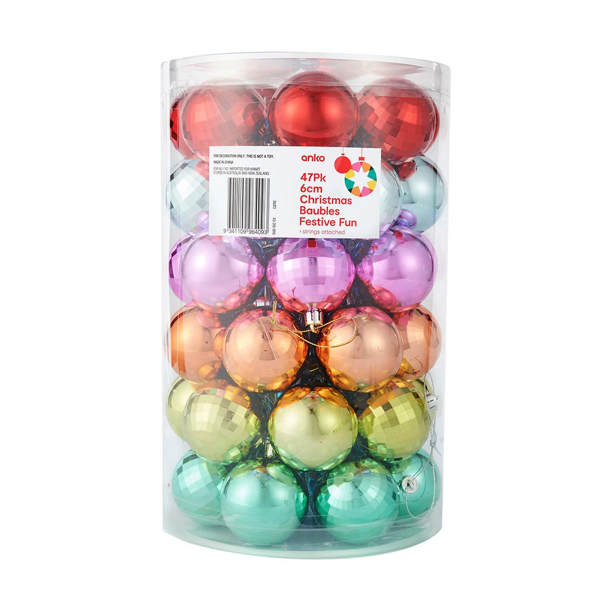 47 Pack 6cm Christmas Baubles Festive Fun 4 47 Pack 6cm Christmas Baubles Festive Fun - Image 4