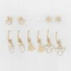 6 Pack Christmas Angel Earrings - White And Gold Tone