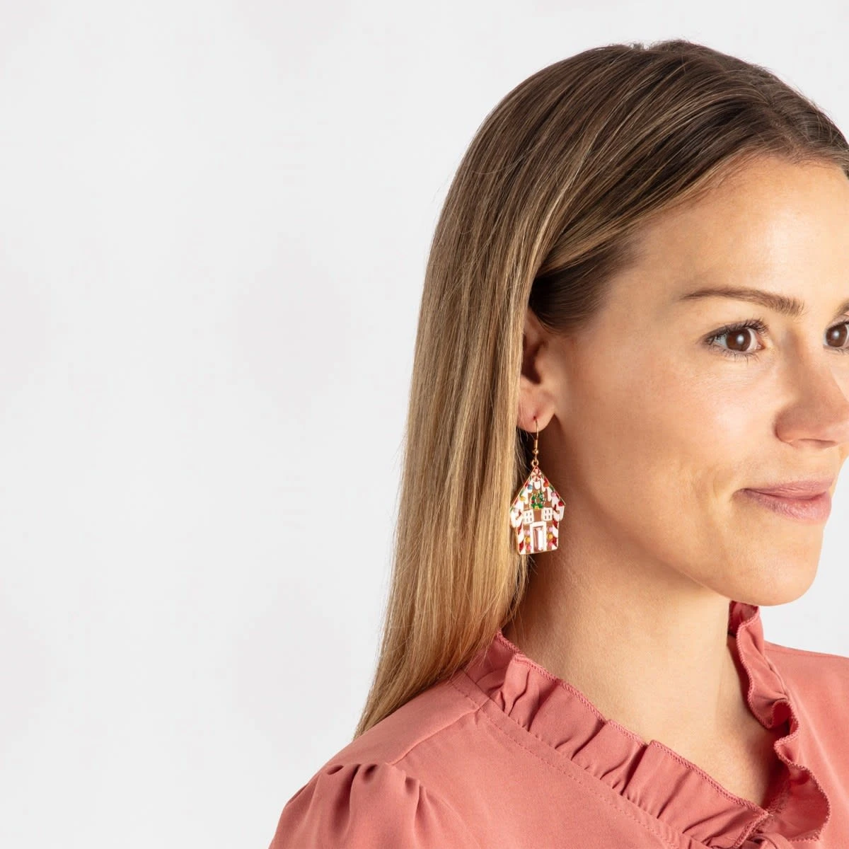 Christmas House Drop Earrings - Gold Tone 1 Christmas House Drop Earrings - Gold Tone