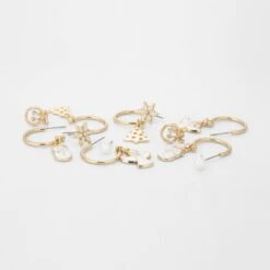 6 Pack Christmas Angel Earrings - White And Gold Tone -Christmas Gift Shop 234f5250 46e1 4614 9afb 9891605fe341