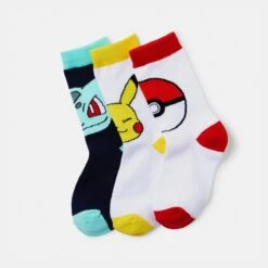 3 Pack Pokemon License Christmas Crew Socks