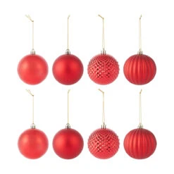 8 Pack 8cm Christmas Baubles - Red -Christmas Gift Shop 31395f4f 1a57 42a7 a722 6fa37d221a27