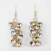 Christmas Cluster Bead Earrings - Silver Tone And Gold Tone