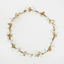 Christmas Hair Wreath - White And Gold Tone