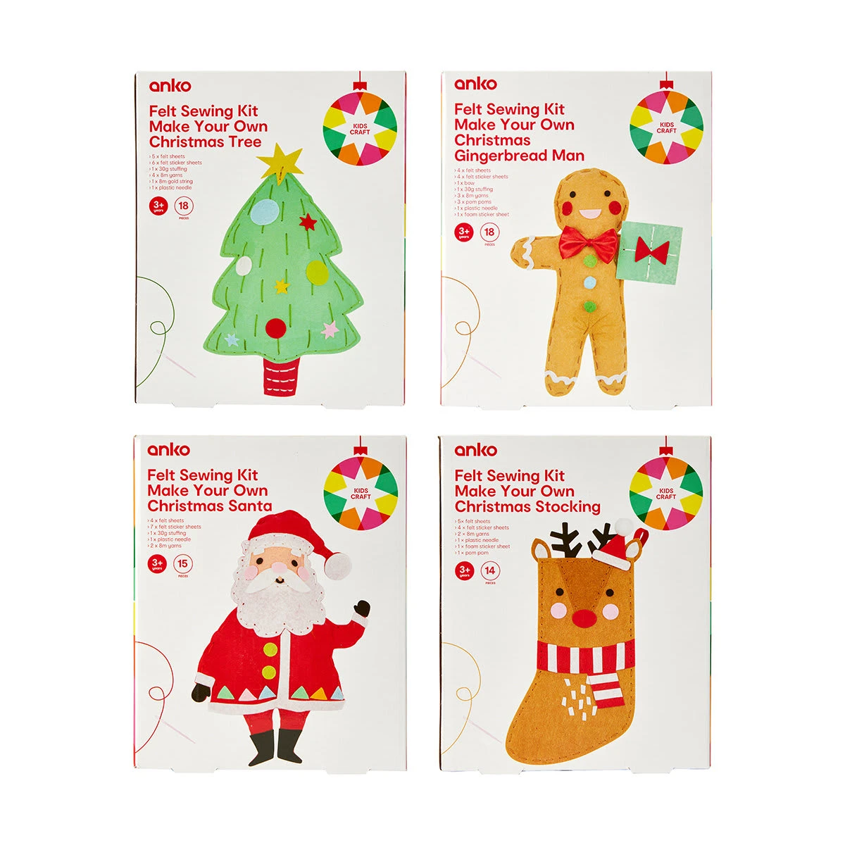 Make Your Own Christmas Felt Sewing Kit - Assorted 4 Make Your Own Christmas Felt Sewing Kit - Assorted - Image 4