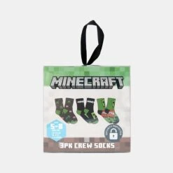 3 Pack Minecraft License Christmas Crew Socks