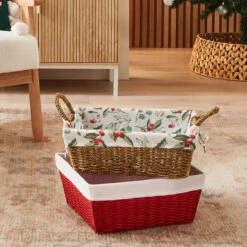 Christmas Red Rattan Look Basket With Liner -Christmas Gift Shop 4339fde9 2048 40f6 9061 b6f8eb6bb4ac