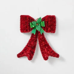 Christmas Hanging Decoration Tinsel Bow