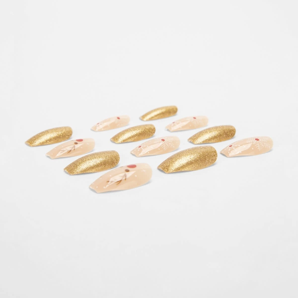 OXX Cosmetics All Is Bright 24 Pack False Nails With Adhesive - Coffin Shape, Christmas Reindeer And Glitter 3 OXX Cosmetics All Is Bright 24 Pack False Nails With Adhesive - Coffin Shape, Christmas Reindeer And Glitter - Image 3