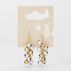 Christmas Cluster Bead Earrings - Silver Tone And Gold Tone -Christmas Gift Shop 4b607c5e ff57 419f 91c7 8e3e654e5f3d