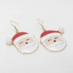 Christmas Santa Earrings - White, Red And Gold Tone -Christmas Gift Shop 4cd7a79c fdbd 430e ae1a f607b32ed2b1
