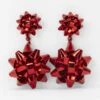Christmas Double Rosette Earrings - Red