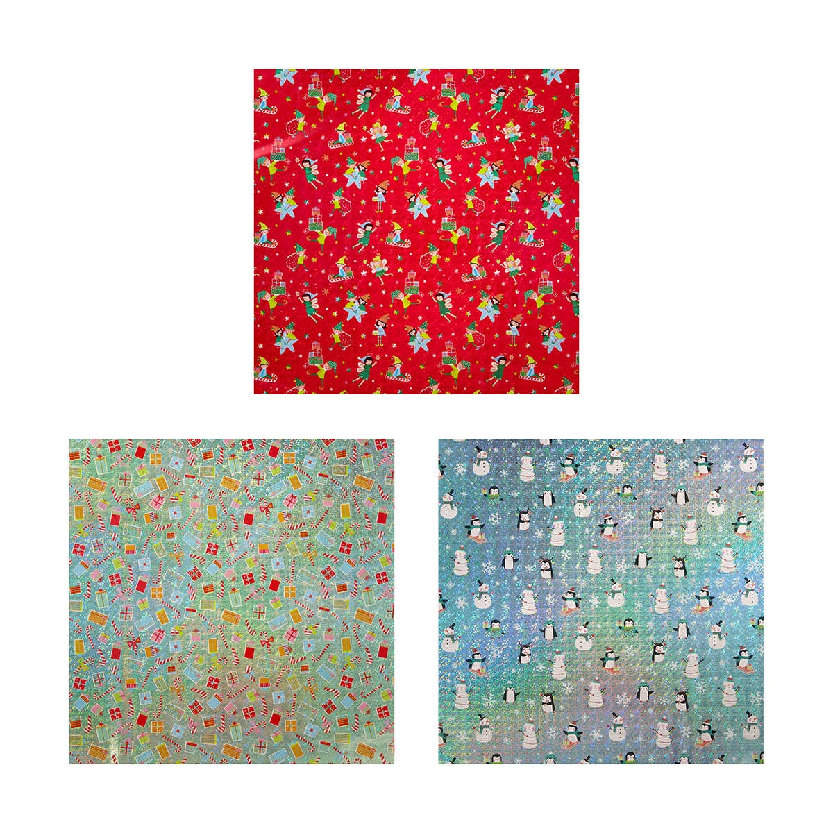 4m Christmas Holographic Roll Wrap - Assorted 4 4m Christmas Holographic Roll Wrap - Assorted - Image 4