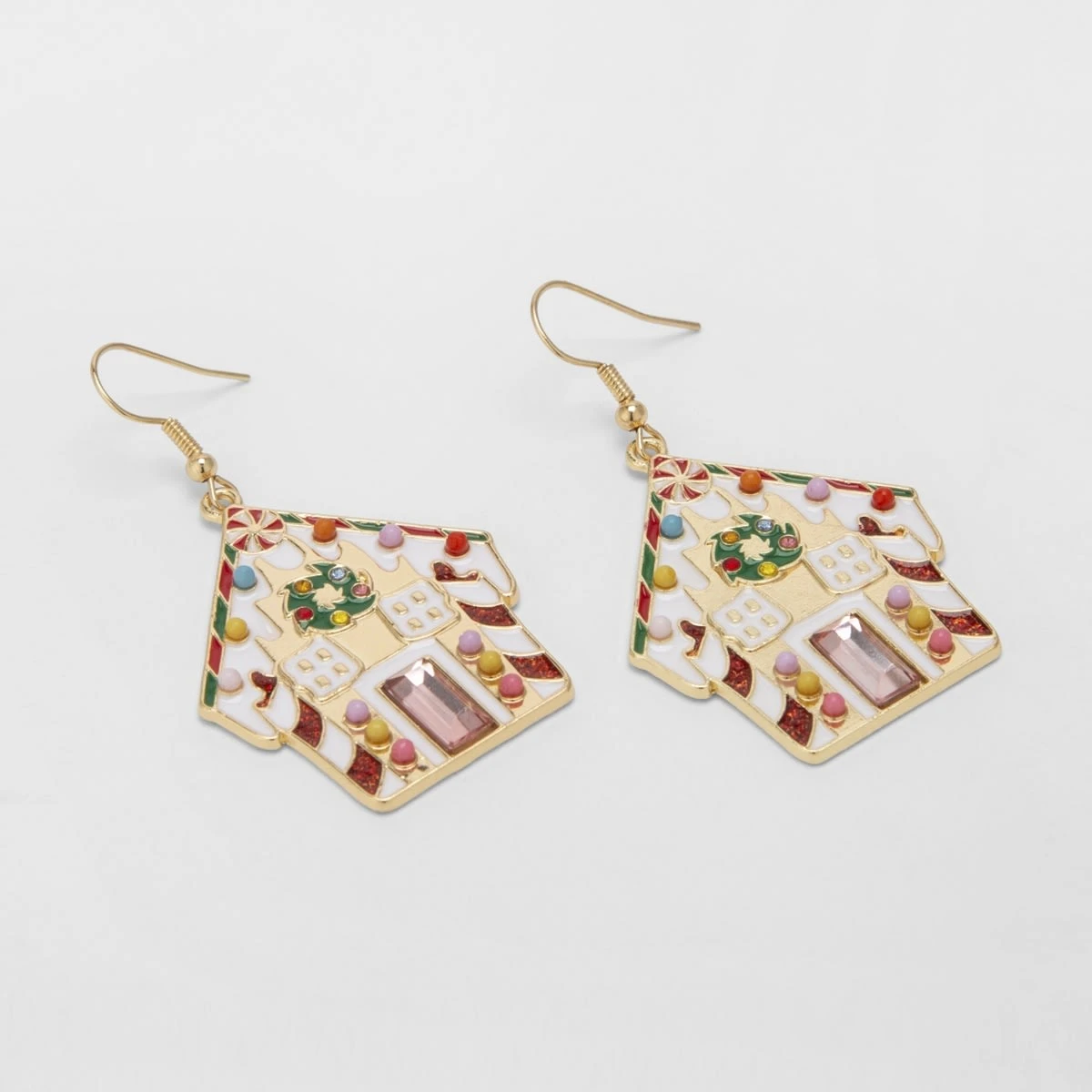 Christmas House Drop Earrings - Gold Tone 4 Christmas House Drop Earrings - Gold Tone - Image 4