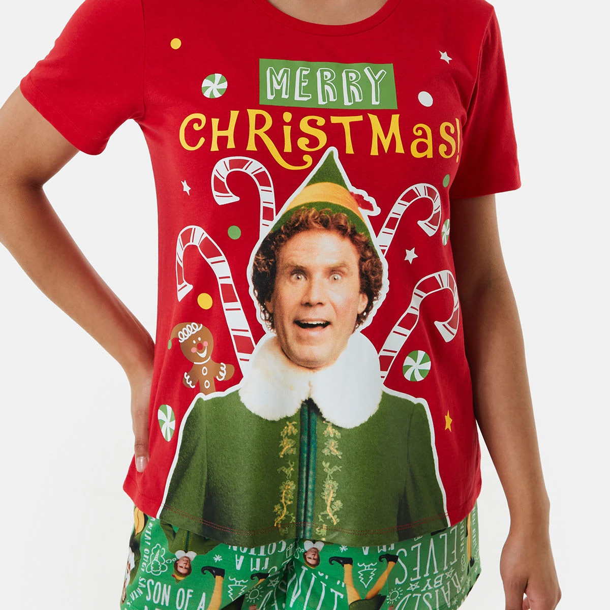 The Elf License Christmas Short Sleeve Top And Shorts Pyjama Set 2 The Elf License Christmas Short Sleeve Top And Shorts Pyjama Set - Image 2