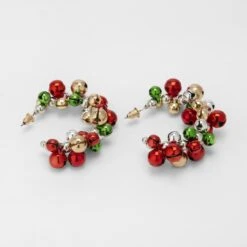 Christmas Bells Earrings - Green, Red, Silver And Gold Tone -Christmas Gift Shop 6452747a c02b 42a0 a17b 1e380bee28a3