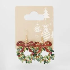 Christmas Wreath Drop Earrings - Green And Gold Tone -Christmas Gift Shop 69073d3b c3dc 4daf a114 9620f8b23efe
