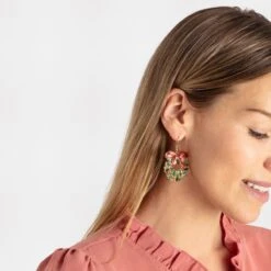 Christmas Wreath Drop Earrings - Green And Gold Tone -Christmas Gift Shop 6c4523b8 511c 485a b862 5b5d1ed0e99d