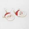 Christmas Santa Earrings - White, Red And Gold Tone