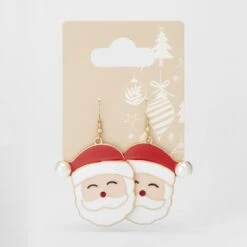 Christmas Santa Earrings - White, Red And Gold Tone -Christmas Gift Shop 7d57a358 dd15 445b bbf3 c7e52e3f90f8