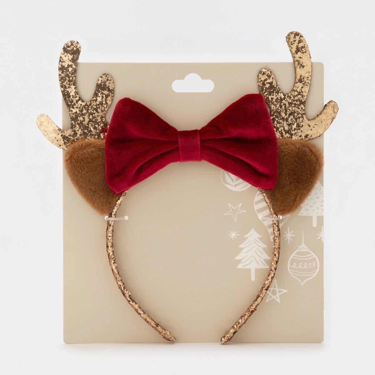 Christmas Pretty Bow Headband - Gold Tone And Red 2 Christmas Pretty Bow Headband - Gold Tone And Red - Image 2