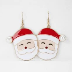 Christmas Santa Earrings - White, Red And Gold Tone -Christmas Gift Shop 93ad3aa8 c727 4fa9 895a fdf8a9827d8c