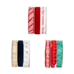 3 Pack Christmas Gift Ribbons - Assorted