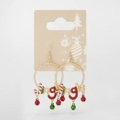 Christmas Jingle Earrings - Gold Tone, Red And Green -Christmas Gift Shop 9c1090f9 48a4 4e39 b06d d4a7dfa55675