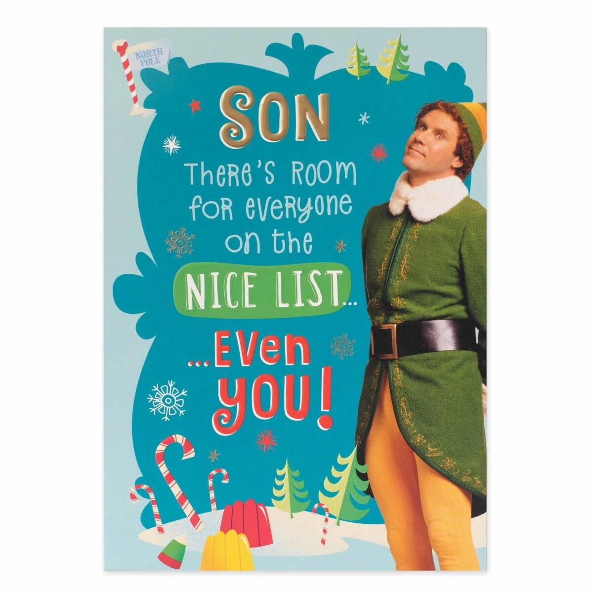 Hallmark Warner Bros Elf Christmas Card For Son - Nice List 2 Hallmark Warner Bros Elf Christmas Card For Son - Nice List - Image 2