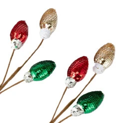 2 Pack Christmas Sequin Bulb Tree Picks - Assorted -Christmas Gift Shop a41b7375 54eb 47ec 8e08 4d6db78e3878