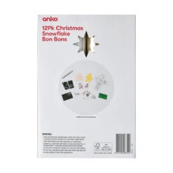 12 Pack Christmas Snowflake Bon Bons - Gold Look And White