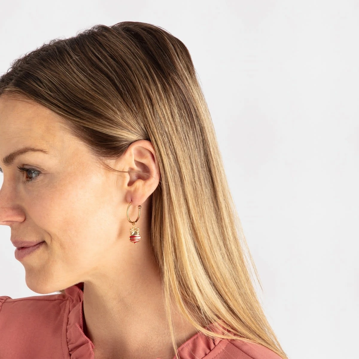 6 Pack Christmas Santa Stud And Hoop Earrings - Gold Tone And Red 1 6 Pack Christmas Santa Stud And Hoop Earrings - Gold Tone And Red