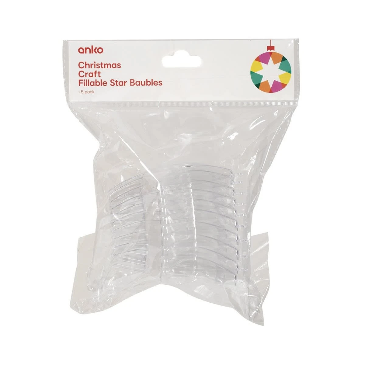 5 Pack Christmas Craft Fillable Star Baubles 2 5 Pack Christmas Craft Fillable Star Baubles - Image 2