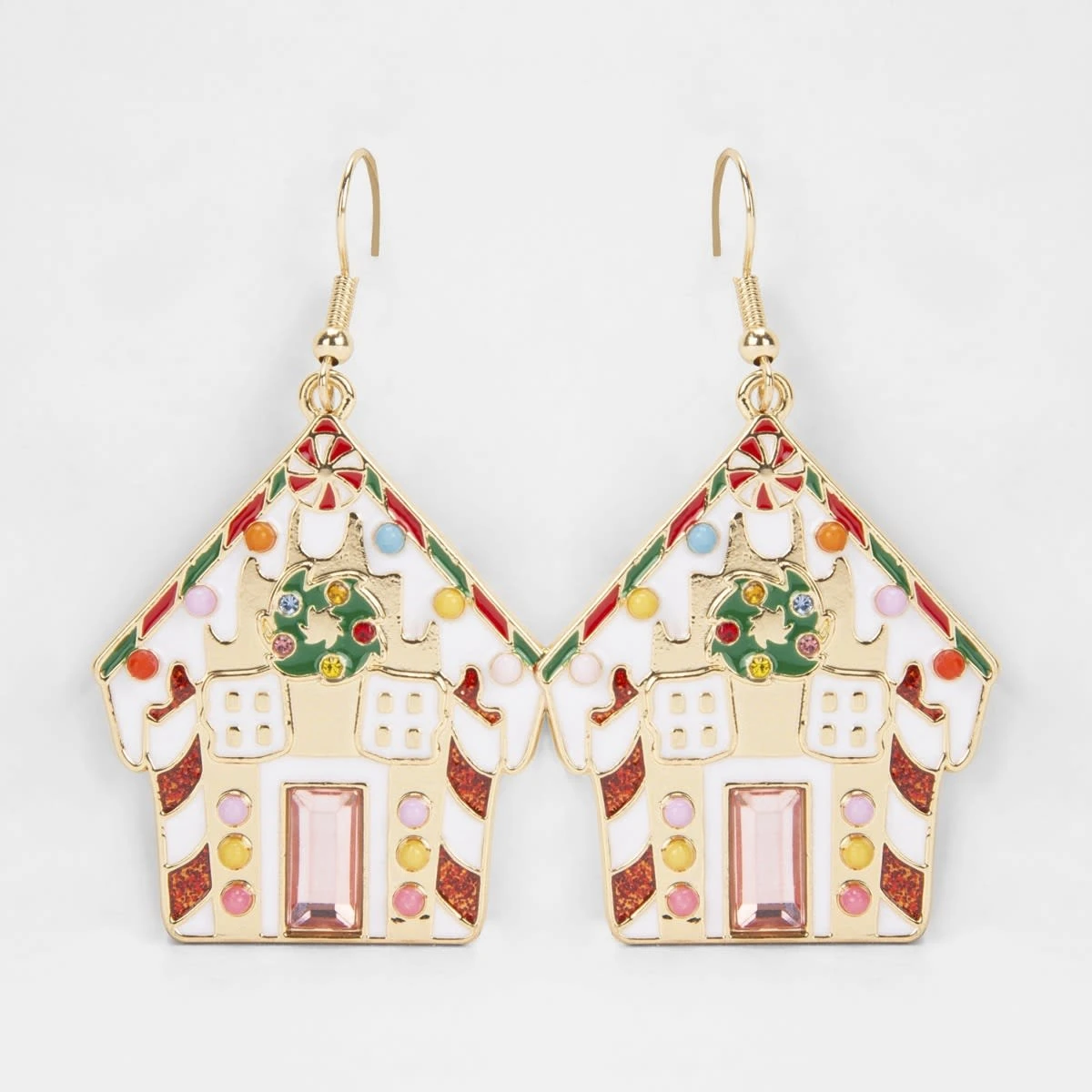 Christmas House Drop Earrings - Gold Tone 5 Christmas House Drop Earrings - Gold Tone - Image 5