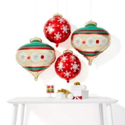 4 Pack Christmas Bauble Balloons