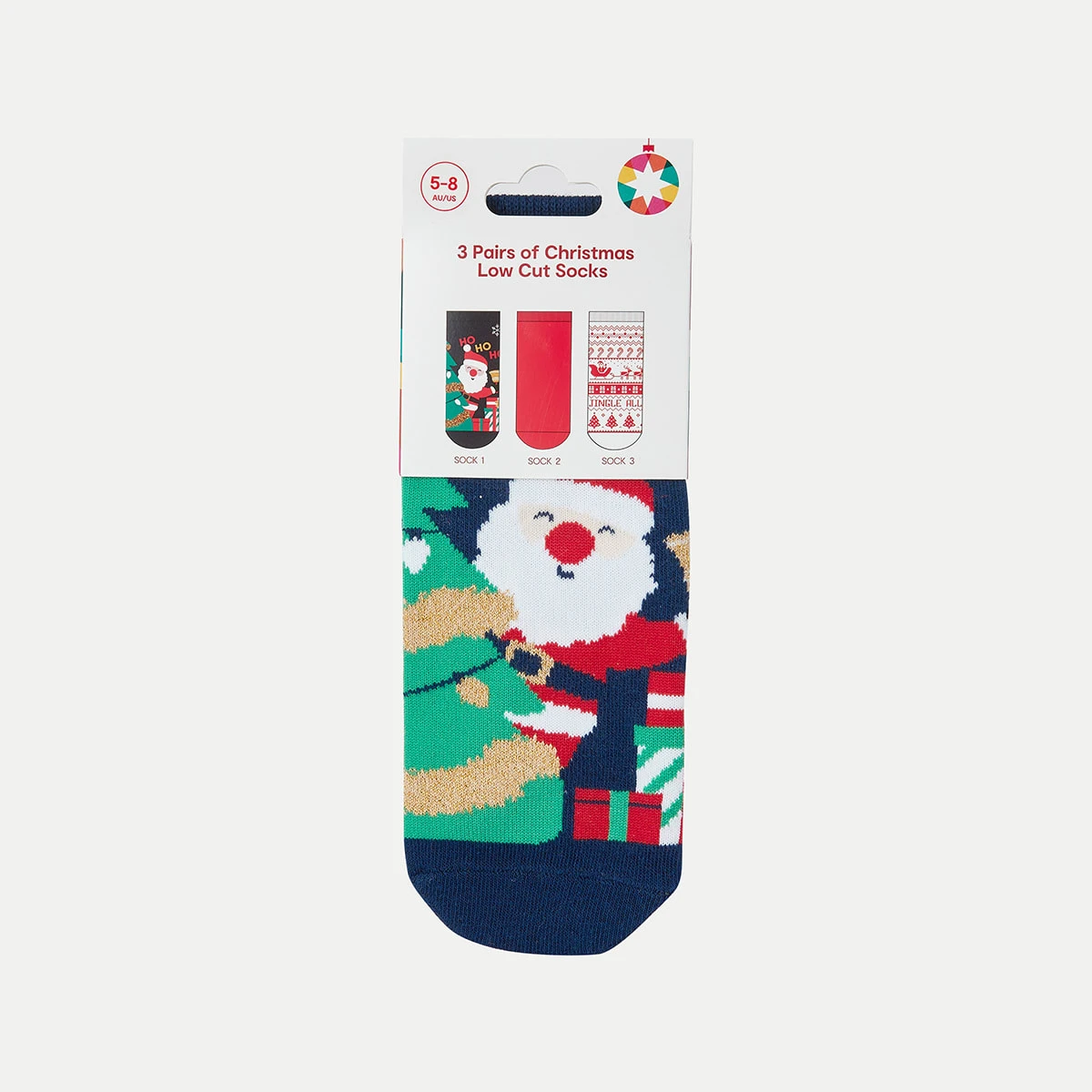 3 Pack Christmas Low Cut Socks 2 3 Pack Christmas Low Cut Socks - Image 2