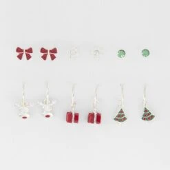 6 Pack Christmas Stud And Hoop Earrings - Silver Tone, Red And Green 9 6 Pack Christmas Stud And Hoop Earrings - Silver Tone, Red And Green -Christmas Gift Shop b04374cb b533 4b15 b9d7 c3c8329d09fd