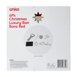 6 Pack Christmas Luxury Bon Bons - Red