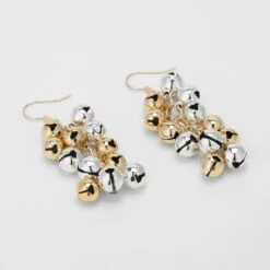 Christmas Cluster Bead Earrings - Silver Tone And Gold Tone -Christmas Gift Shop b5fff37f bec0 47d2 be9e ccabc8dd9db5