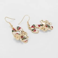 Christmas Candy Cane Earrings - Gold Tone And Red -Christmas Gift Shop bb33dfda 9798 49d4 8745 f1b23c08862d