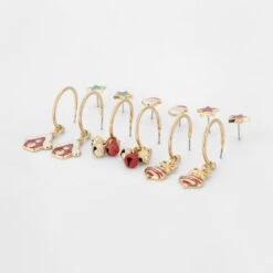 6 Pack Christmas Santa Stud And Hoop Earrings - Gold Tone And Red 7 6 Pack Christmas Santa Stud And Hoop Earrings - Gold Tone And Red -Christmas Gift Shop c1bf5bfd c5b2 468e 8617 16bdf85f7f77