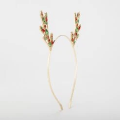Christmas Gem Antler Headband - Gold Tone, Green And Red -Christmas Gift Shop c60306c6 a3c8 49bc 81c4 56ac876d105e
