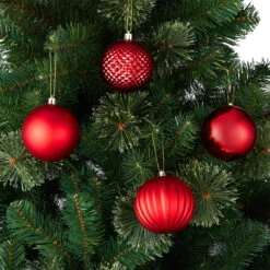 8 Pack 8cm Christmas Baubles - Red